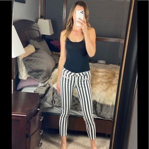 Love Fire Black & White Stripped Skinny Jeans, Size 11